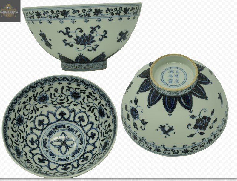 Blue & White Flower Pattern Palace Bowl, Ming Dynasty Xuande
