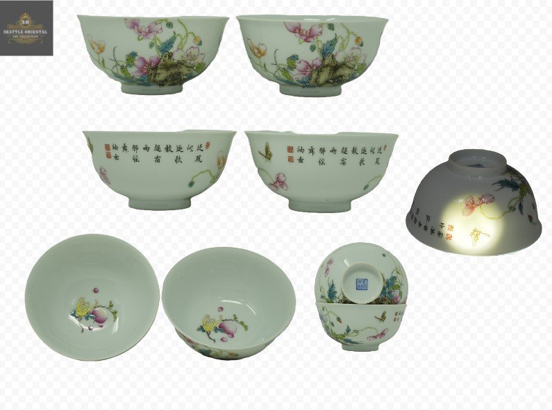 A Pair of Falangcai Pappy Bowls, Qing Dynasty Qianglon