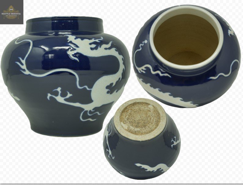 Hiding White Dragon Pattern Jar, Yuang Dynasty