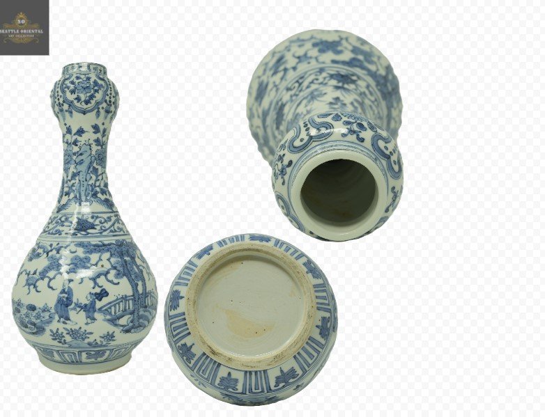 Blue & White Garlic Vase, Ming Dynasty Wanli