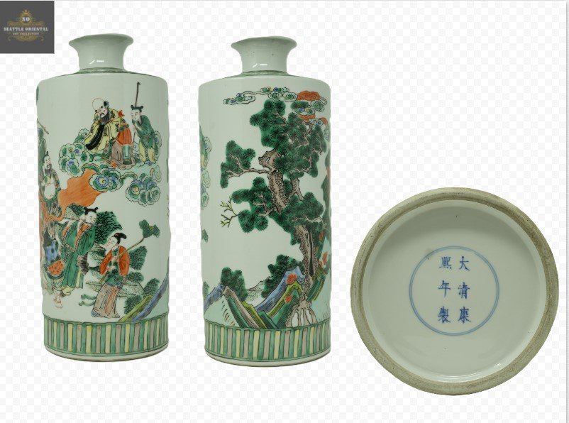 Straight Color Figures Vase, Qing Dynasty Kangxi