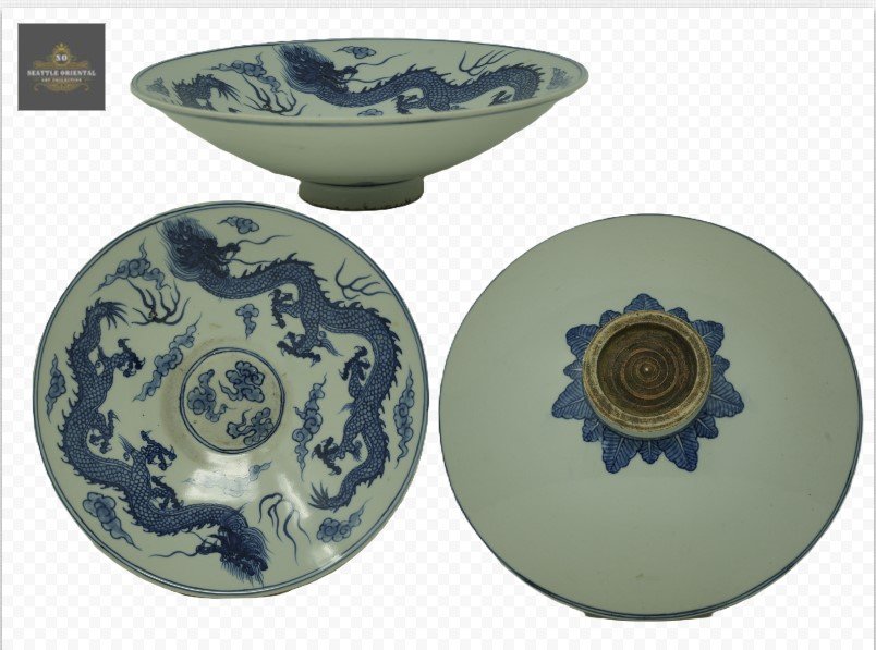 Blue & White Dragon Pattern Bowl, Ming Dynasty Hongwu
