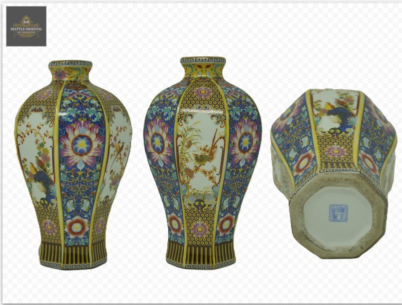 An Enamel Gilt Octangonal Vase, Qing Dynasty Yongzhen