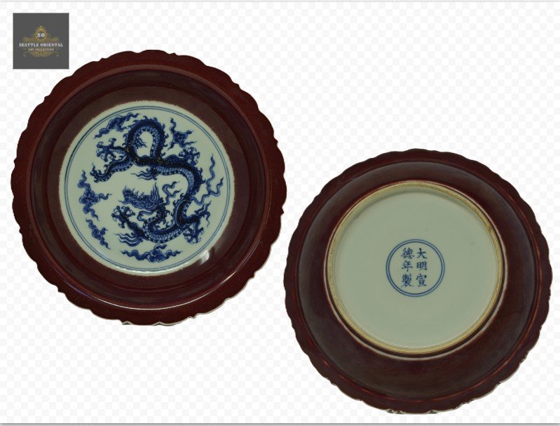 Ruby Red Dragon Pattern Plate, Ming Dynasty Xuande