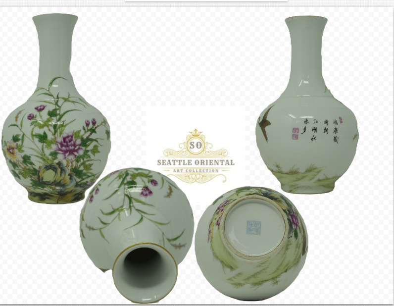 Flower & Bird Pattern Fanlangcai Vase, Qing Dynasty Qianlong