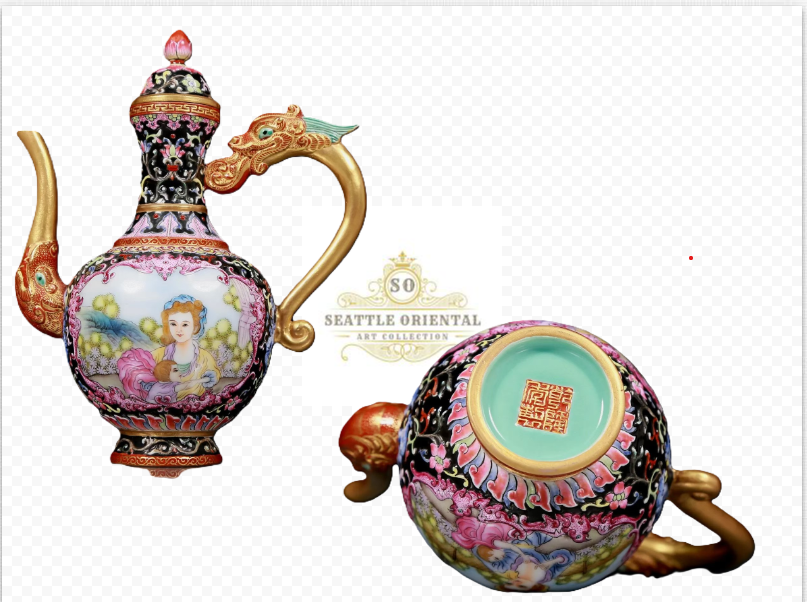 Figure & Flower Pattern  Fanlangcai Teapot, Qing Dynasty Qianlong