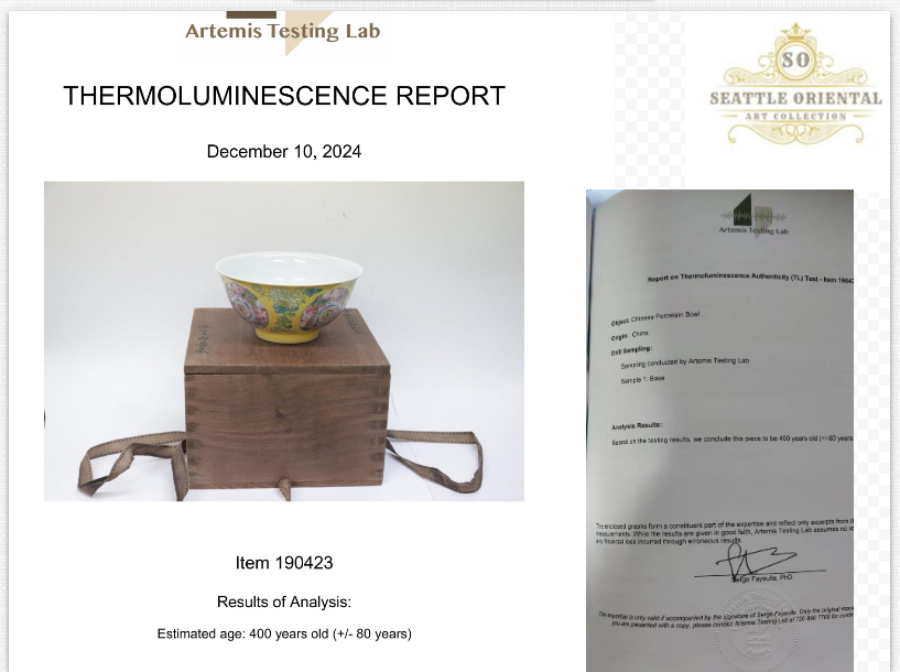 Yellow Ground Flower Pattern Fanlangcai Bowl, Qing Dynasty Kangxi TL report.
