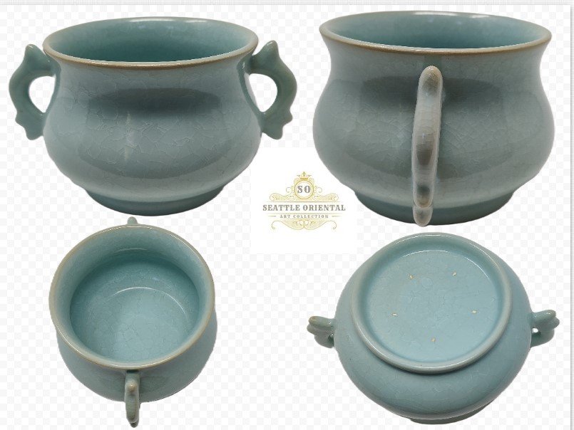 Ru Kiln Sky Blue Glaze Double Burner Song Dynasty