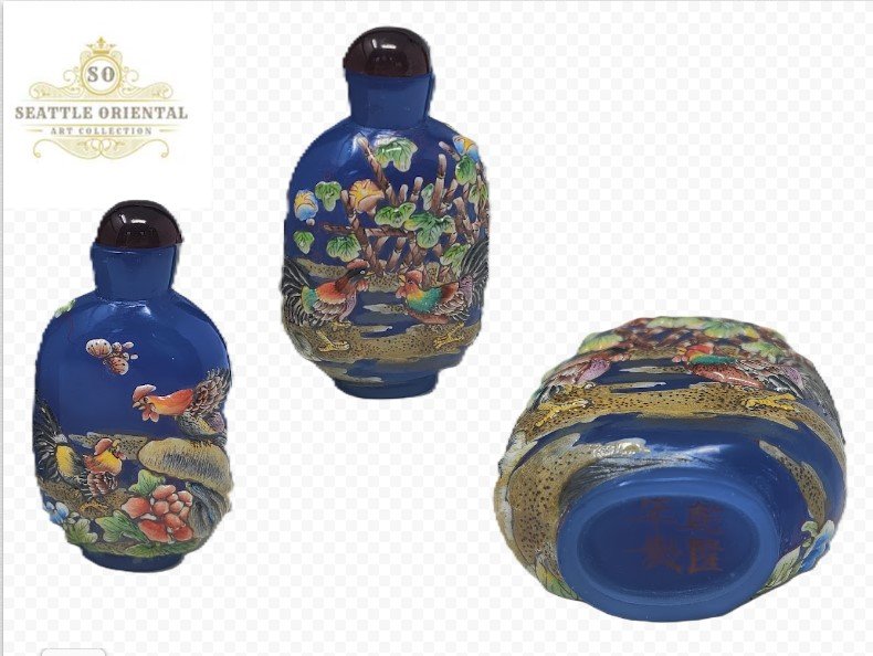 Snuff Buttle FanLangcai Birds Pattern, Qing Dynasty Qianlong