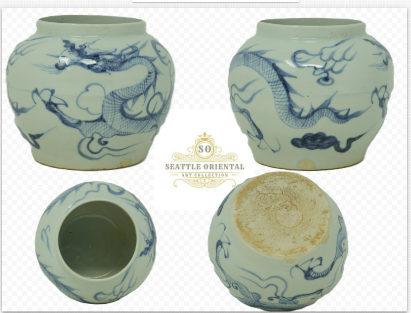 Yuan Blue & White Dragon Pattern Jar, Yuan Dynasty
