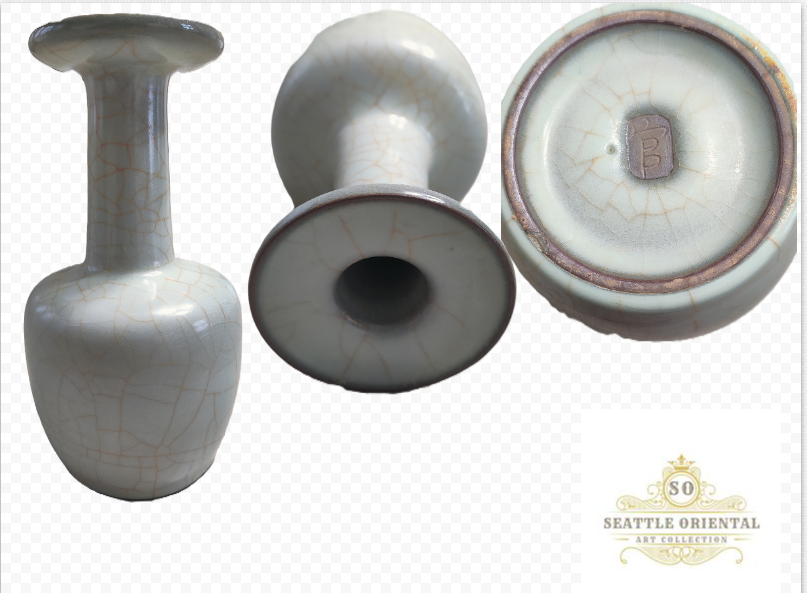A large-sized Northern and South Song Dynasty Official Kiln Vase with a dish-shaped mouth